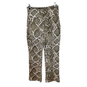 Catherine Malandrino Women L Snake Print Stretch Pull On Wide Leg High Rise Pant